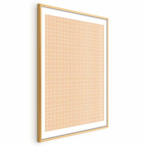 Abstrakt plakat Lines and Noise - bølgende gitter i orange nuancer