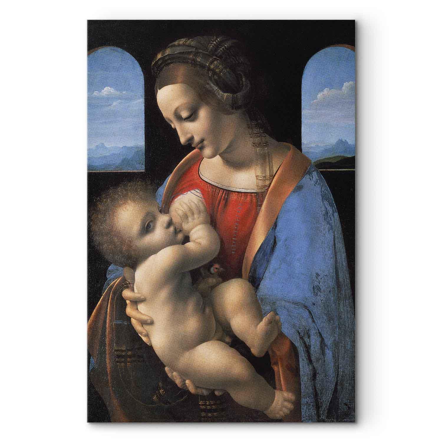 Leonardo da Vinci Madonna Litta billede på lærred - 80 x 120 cm - Premium Print