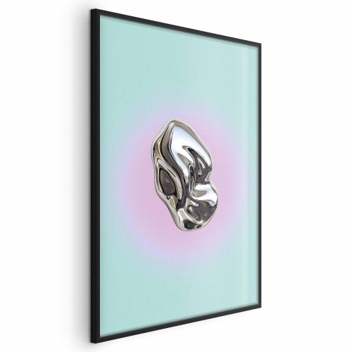 Abstrakt plakat Metallic Form med metallisk skulptur på mintgrøn baggrund