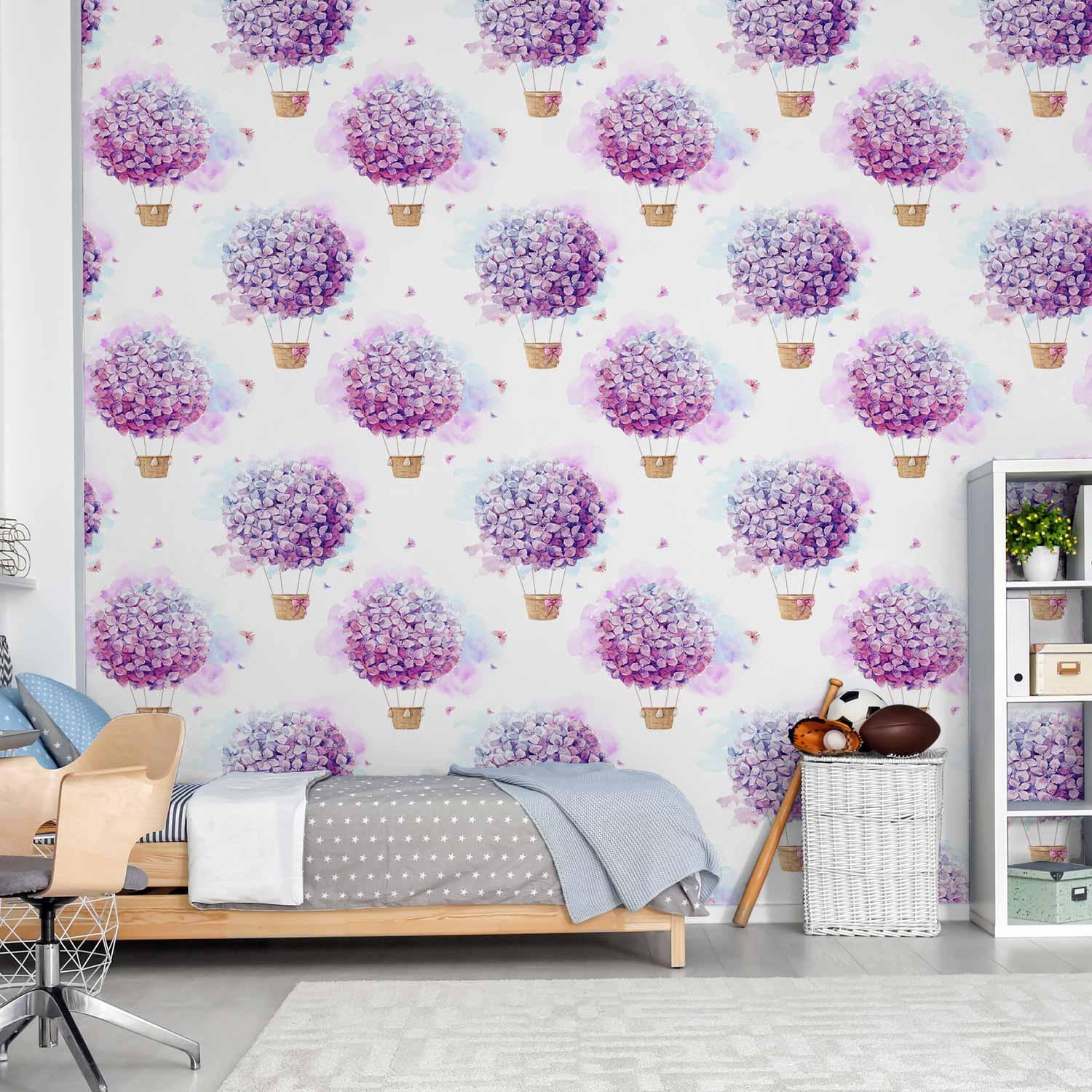 Fototapet til børn - Blomsterballoner - 50 x 1000 cm - Vandtæt
