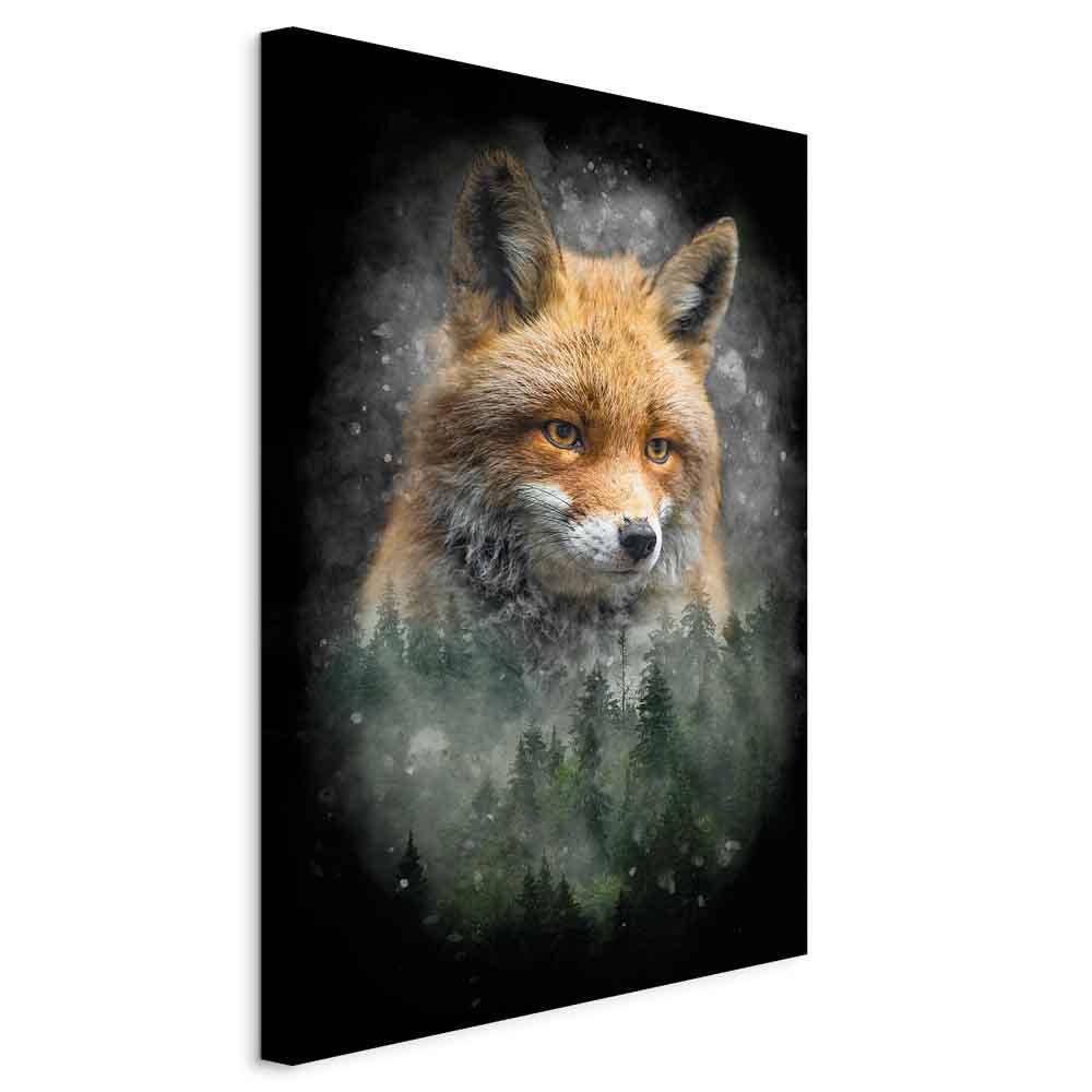 Lærredsbillede Forest Life lodret med ræv - 20 x 30 cm - Standard billede