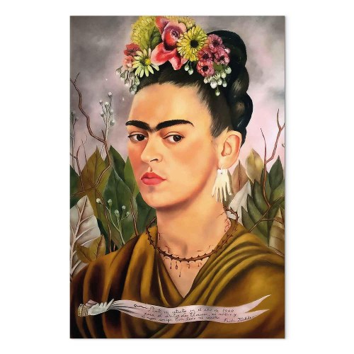 Frida Kahlo billede på lærred - Selvportræt dedikeret til Dr. Eloesser