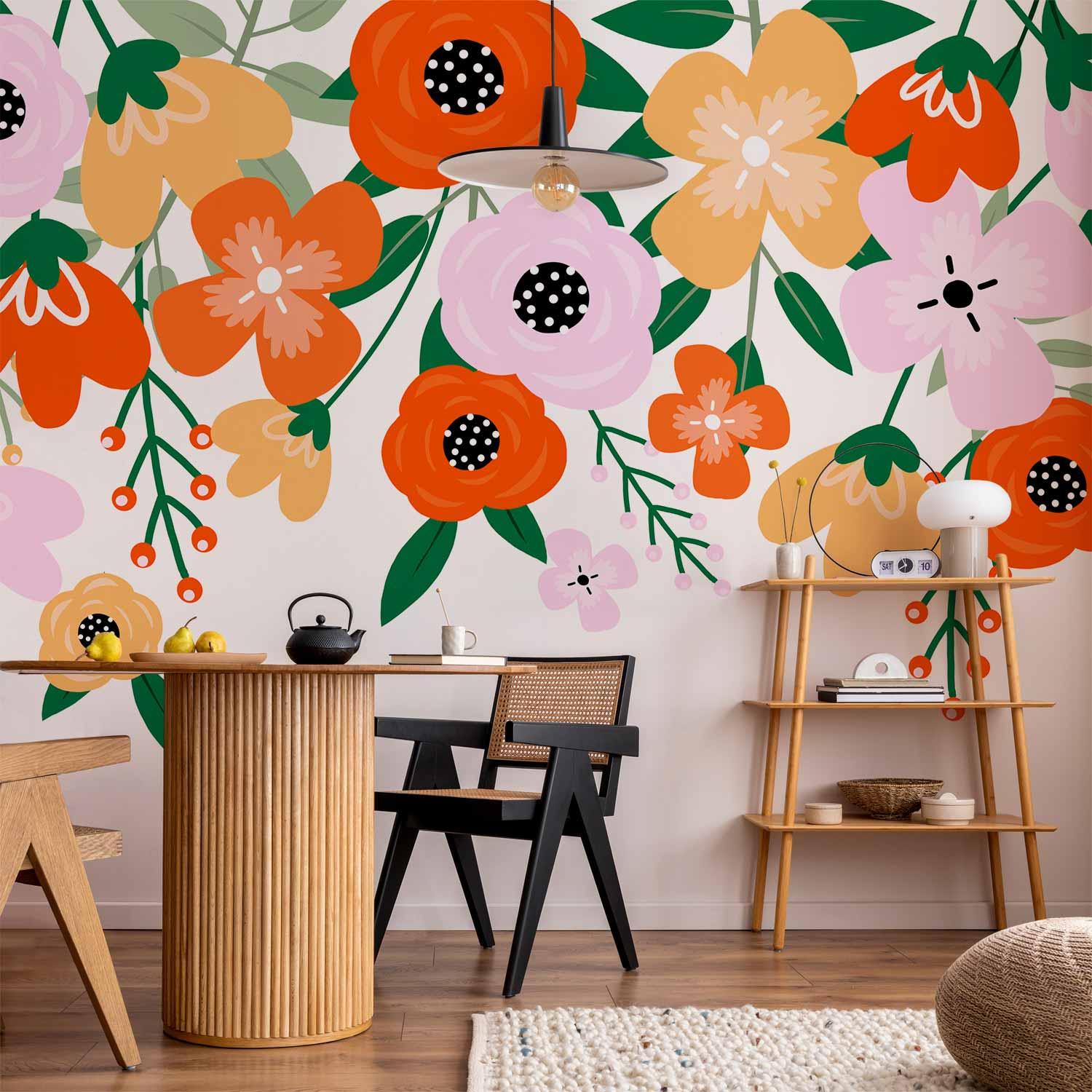 Fototapet Farverig Blomstring - Første Variant - 300 x 210 cm - Vandtæt