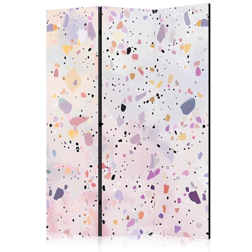 Skærmvæg med terrazzo i konfettistil violet-pink - farverigt mønster