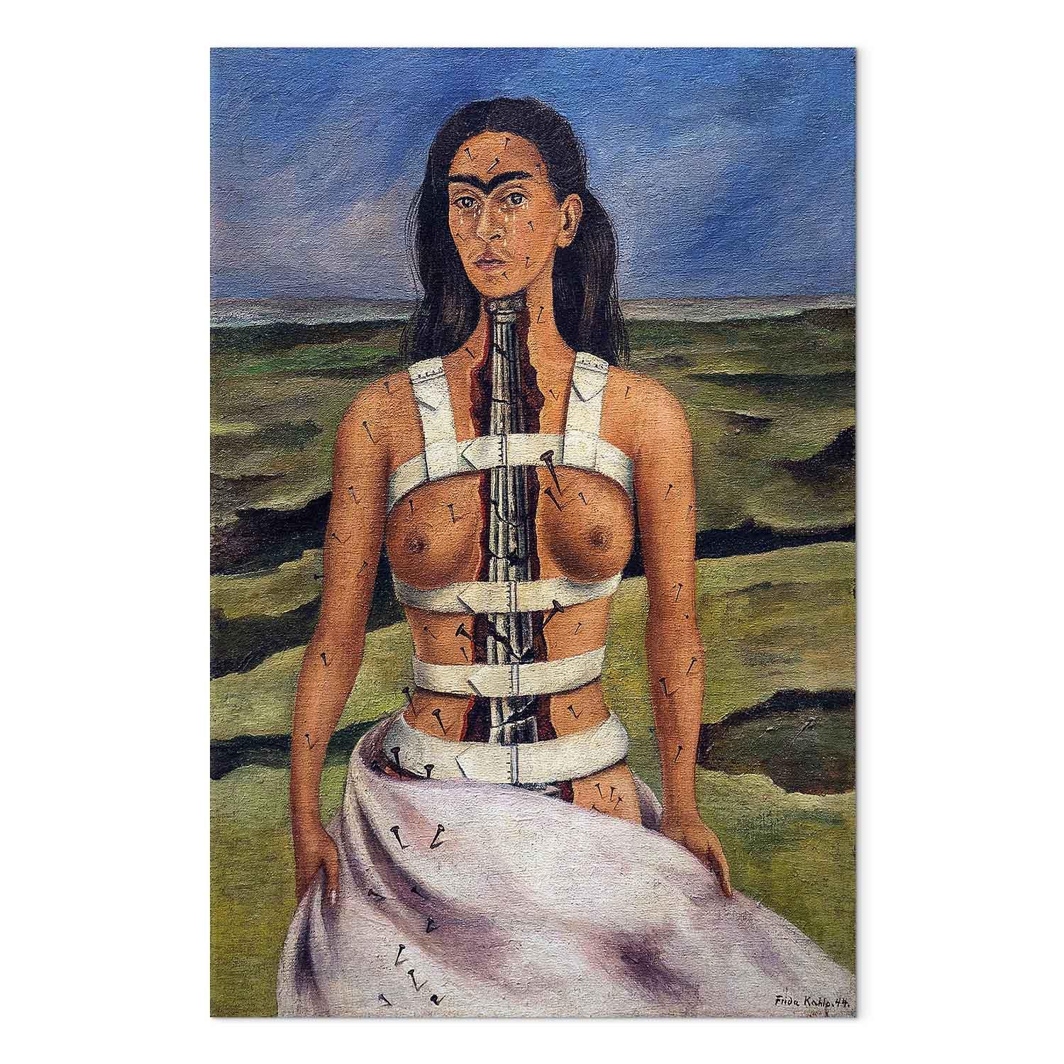 Frida Kahlo Den brækkede søjle lærredsbillede - 40 x 60 cm - Akustisk billede