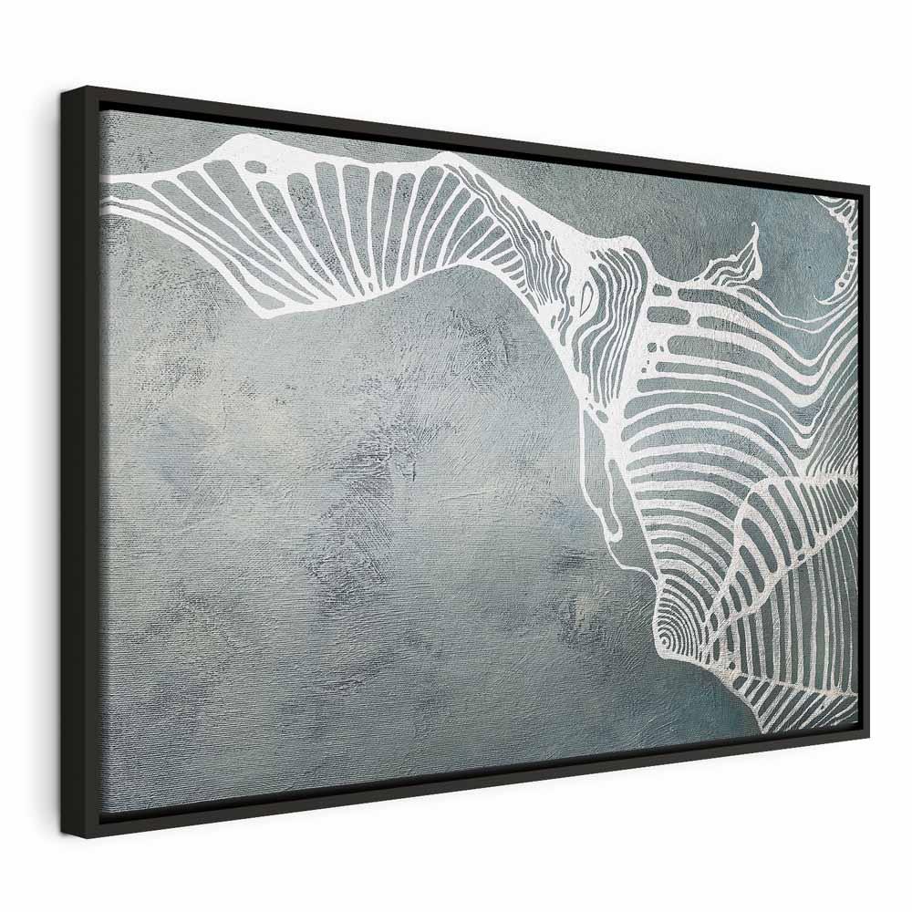 Lærredsbillede - Sommerfuglevæv 1 del bredformat, abstrakt vægdekoration - 120 x 80 cm - I en sort træramme