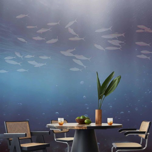 Fototapet med fisk i dybet