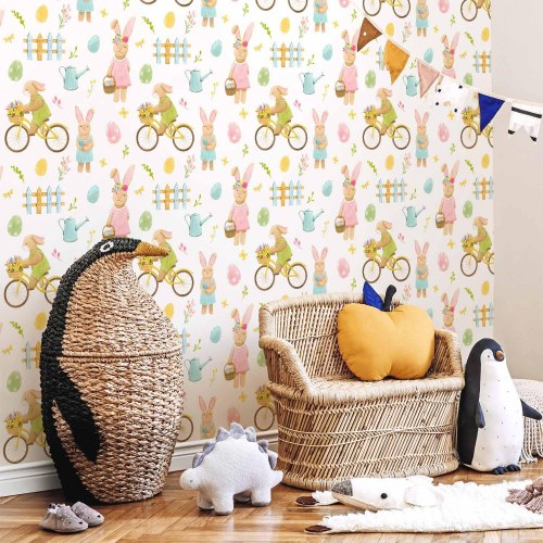 Børnetapet Bunny Idyll med kaniner