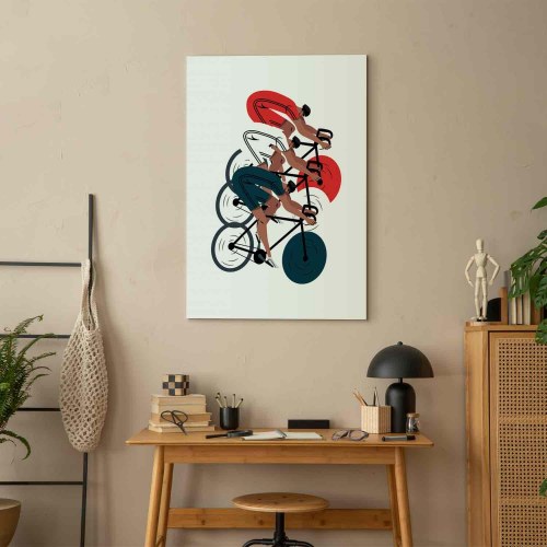 Lærredsbillede Cykelløb på lys baggrund - illustration