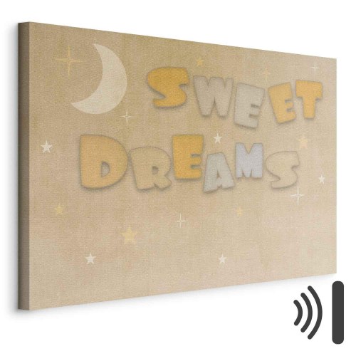 Lærredsbillede Sweet Dreams med måne og stjerner til børneværelse