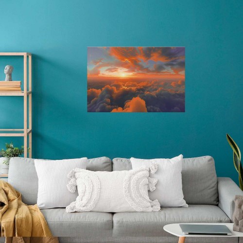 Plakat med morgenhimmel og skyer - abstrakt vægdekoration
