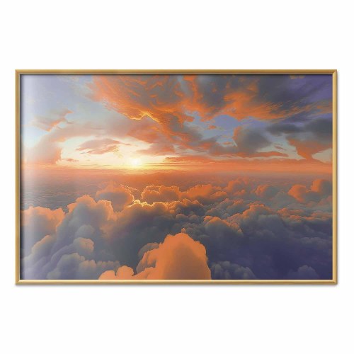 Plakat med morgenhimmel og skyer - abstrakt vægdekoration