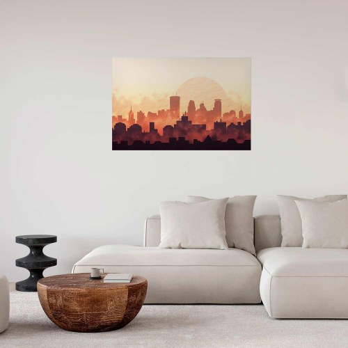 Plakat Byvarme med bypanorama
