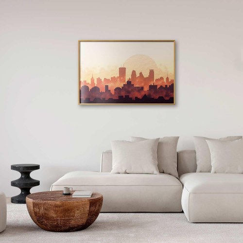 Plakat Byvarme med bypanorama