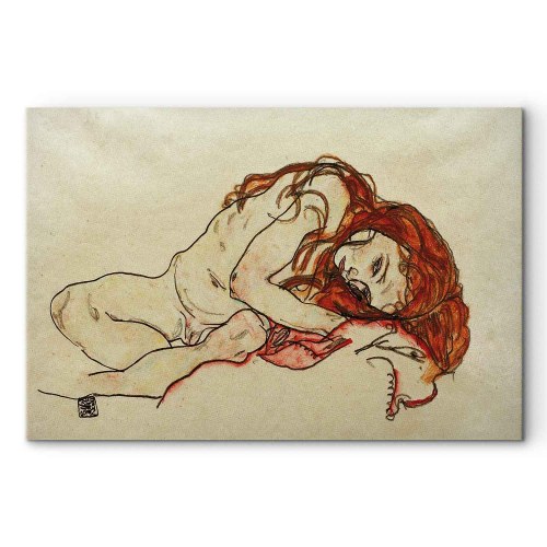 Egon Schiele billede på lærred - Crouched Girl With Bowed Head reproduktion