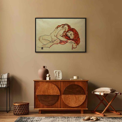 Egon Schiele billede på lærred - Crouched Girl With Bowed Head reproduktion