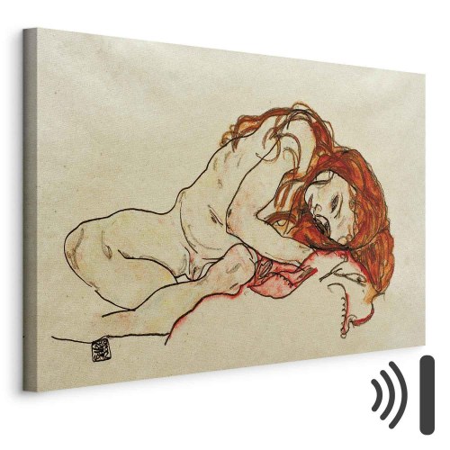 Egon Schiele billede på lærred - Crouched Girl With Bowed Head reproduktion