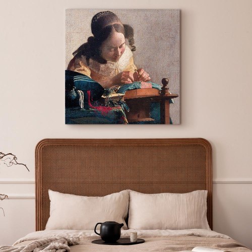 Jan Vermeer - Kniplersken lærredsbillede