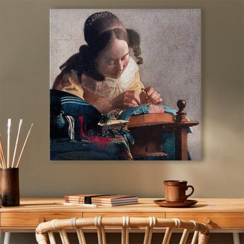 Jan Vermeer - Kniplersken lærredsbillede