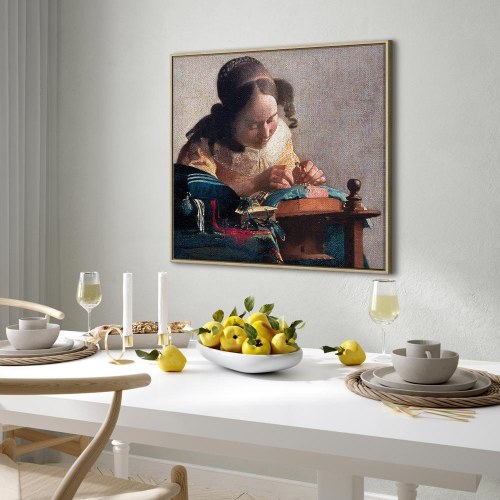 Jan Vermeer - Kniplersken lærredsbillede