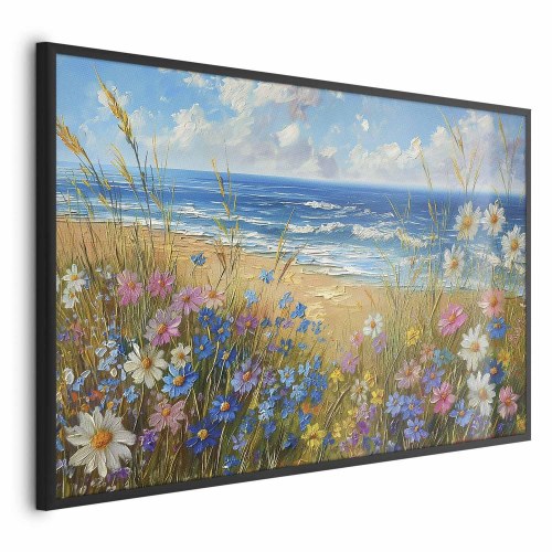 Plakat med havlandskab og vilde blomster