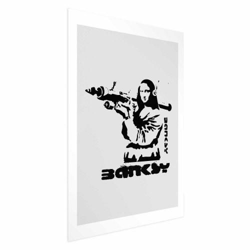 Gadekunst plakat - Mona Lisa med bazooka