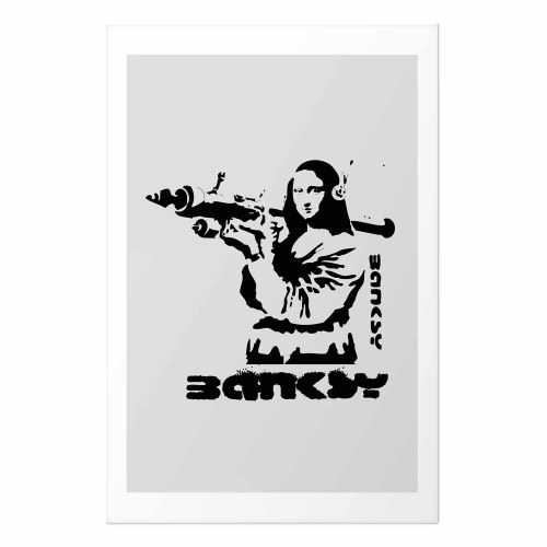 Gadekunst plakat - Mona Lisa med bazooka
