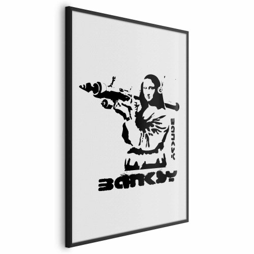 Gadekunst plakat - Mona Lisa med bazooka