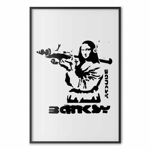 Gadekunst plakat - Mona Lisa med bazooka