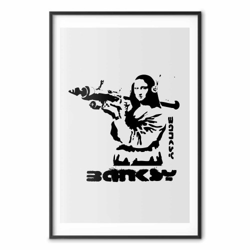 Gadekunst plakat - Mona Lisa med bazooka