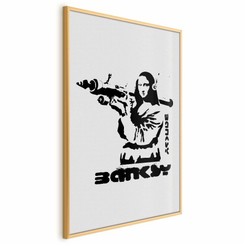 Gadekunst plakat - Mona Lisa med bazooka