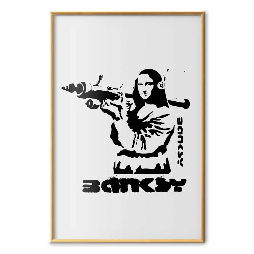 Gadekunst plakat - Mona Lisa med bazooka