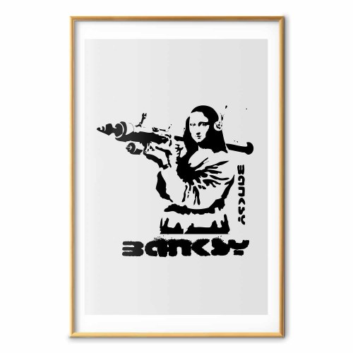 Gadekunst plakat - Mona Lisa med bazooka