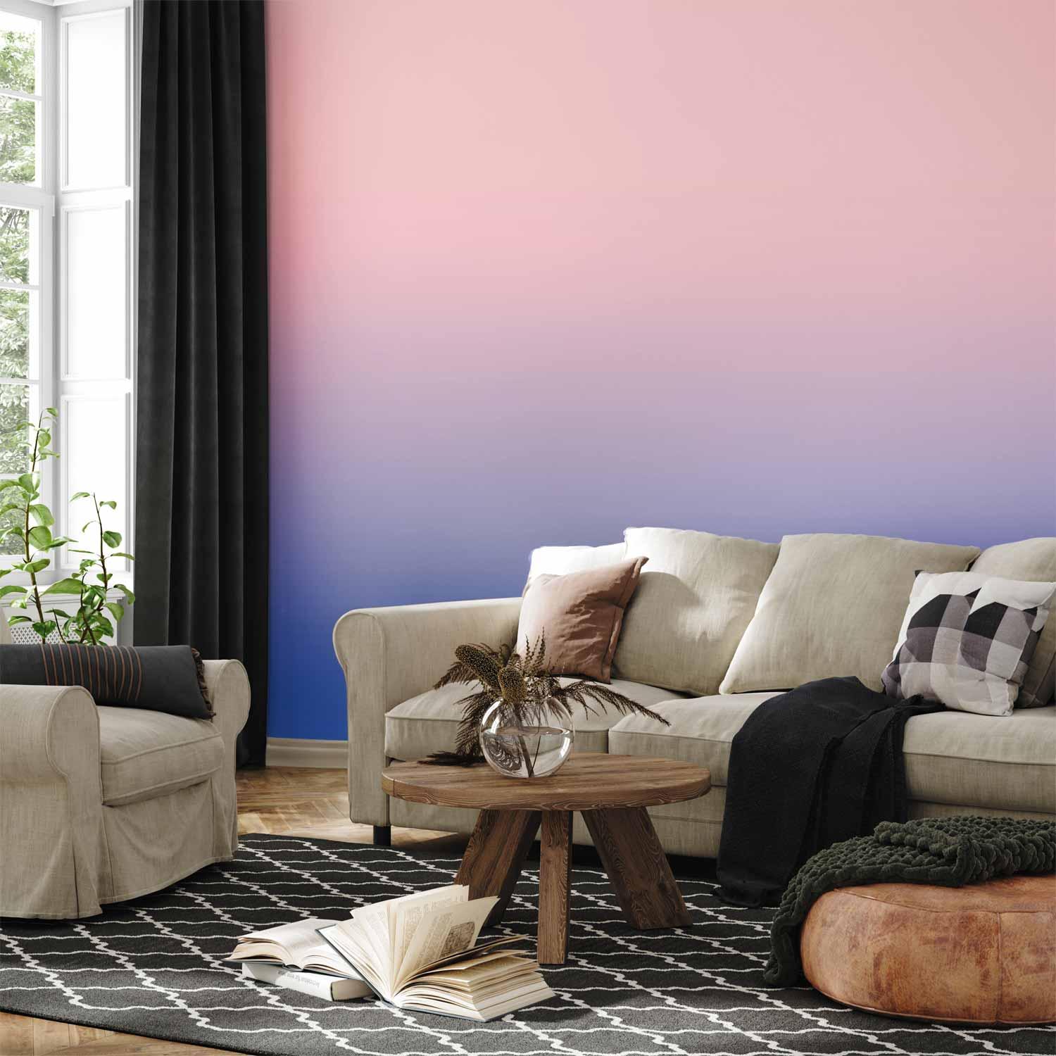 Fototapet Pink Daggry - Gradient baggrund i rosa og kølig blå