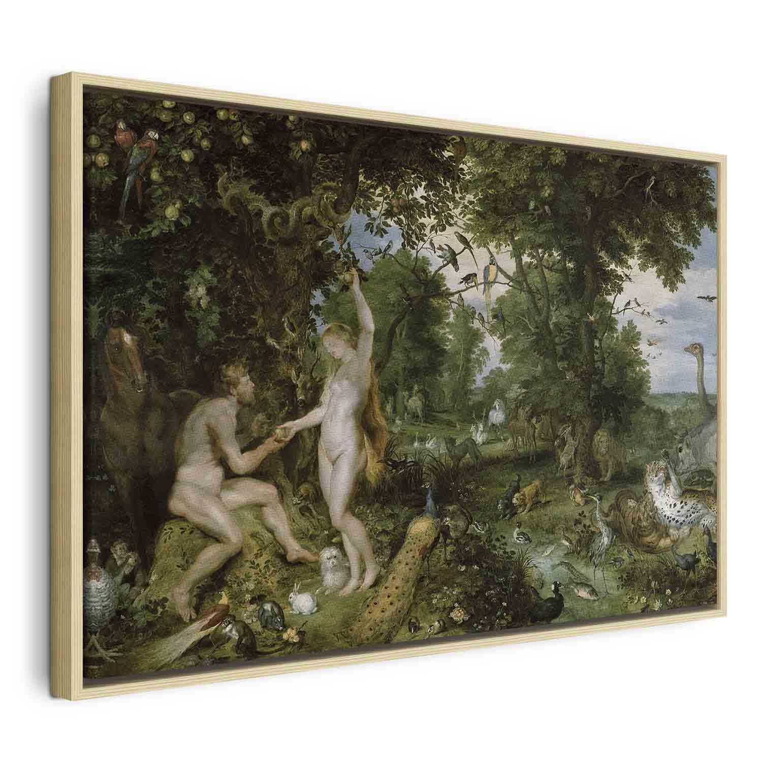 Peter Paul Rubens Edens Have med syndefaldet - billede på lærred - 120 x 80 cm - I en naturlig træramme