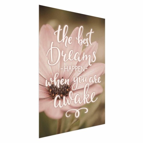 Citatplakat med blomst - De bedste drømme sker, når du er vågen