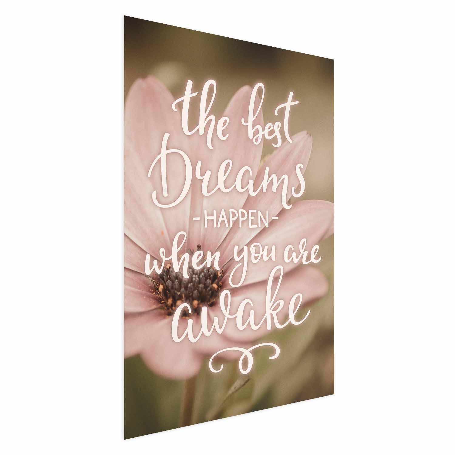 Citatplakat med blomst - De bedste drømme sker, når du er vågen