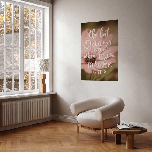 Citatplakat med blomst - De bedste drømme sker, når du er vågen