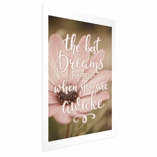 Citatplakat med blomst - De bedste drømme sker, når du er vågen