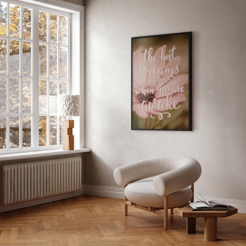 Citatplakat med blomst - De bedste drømme sker, når du er vågen