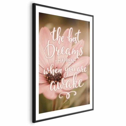 Citatplakat med blomst - De bedste drømme sker, når du er vågen