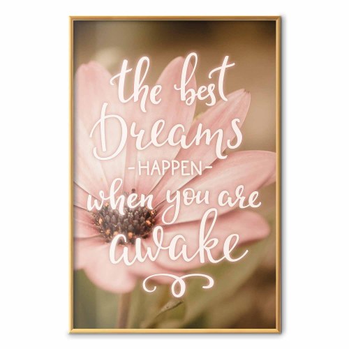 Citatplakat med blomst - De bedste drømme sker, når du er vågen