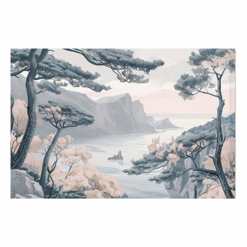 Landskabsplakat - Blå kyst i sarte farver
