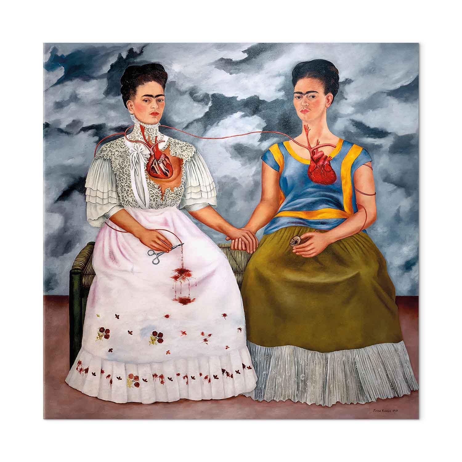 Frida Kahlo - De to Fridaer billede på lærred, reproduktion i flere varianter og størrelser - 60 x 60 cm - Akustisk