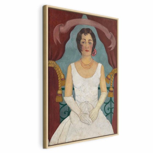 Frida Kahlo billede på lærred - Portræt af en dame i hvidt