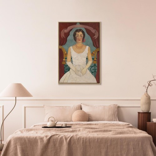 Frida Kahlo billede på lærred - Portræt af en dame i hvidt