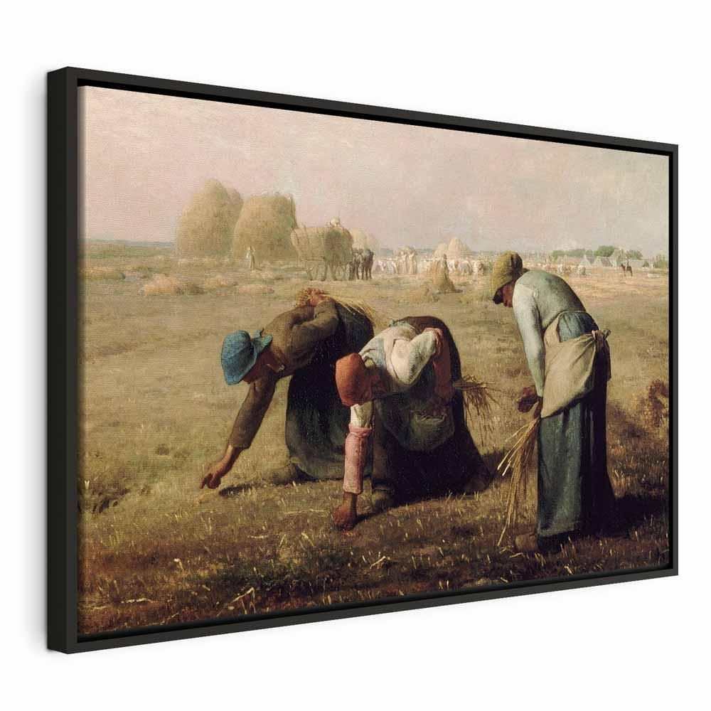 Jean-François Millet Aksplukkerne billede på lærred - 90 x 60 cm - I en sort træramme