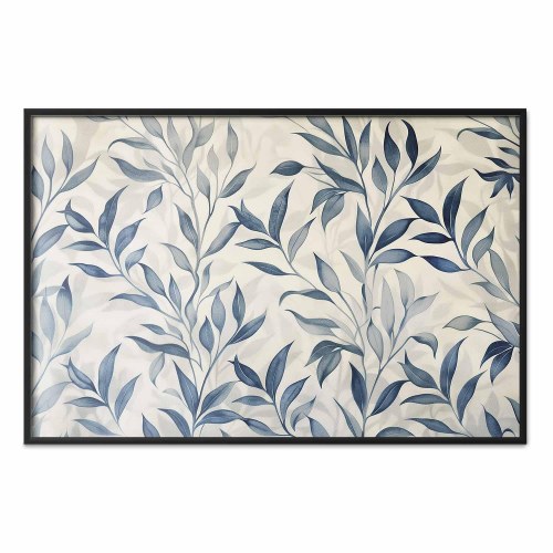 Botanisk plakat med blå blade