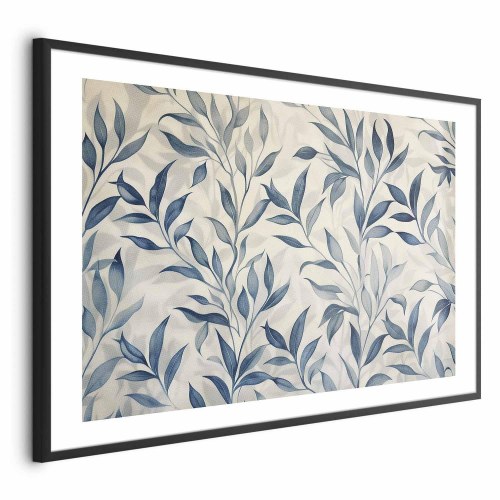 Botanisk plakat med blå blade