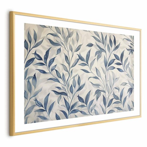 Botanisk plakat med blå blade
